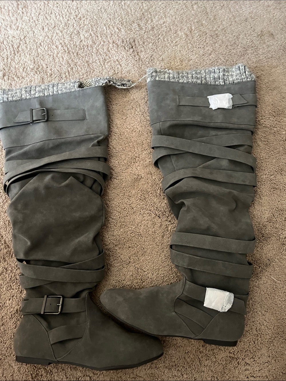 Gray over the knee boots. New